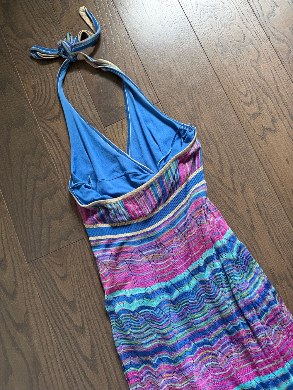 Vintage Guess Vibrant Multicolor Halter Knit Dress - Picture 4 of 4